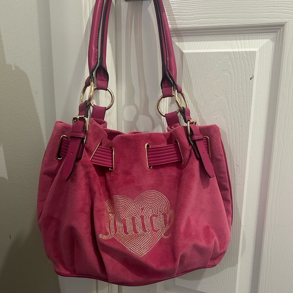 Juicy Couture Handbags - Juicy Couture Pink Velvet Tote Bag with Heart Logo